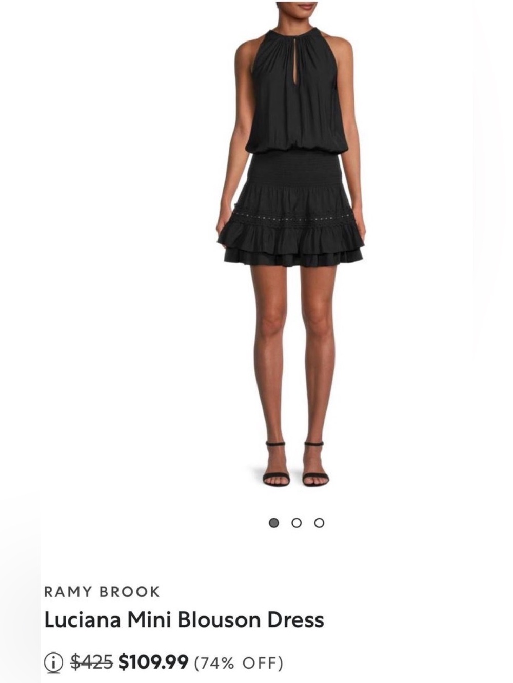 Ramy Brook Black Luciana Mini Blouson Dress